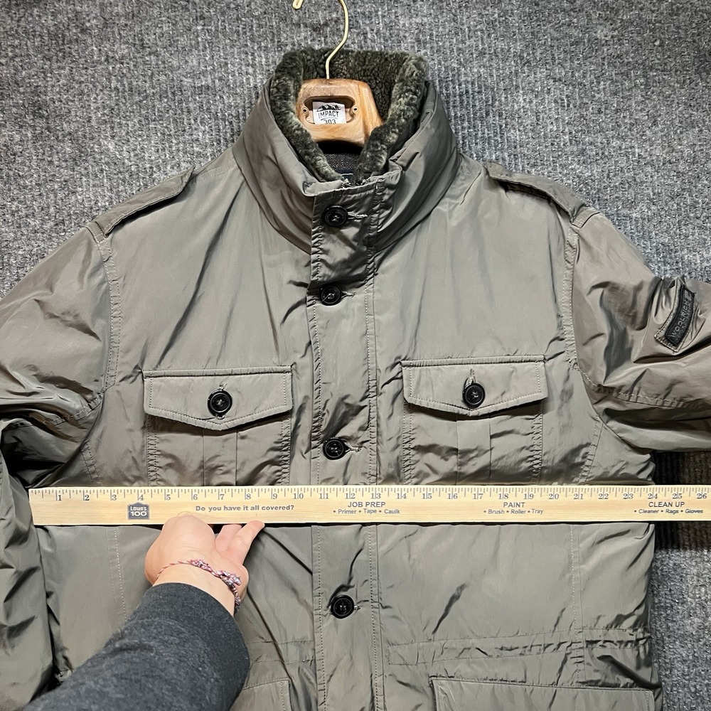 Woolrich Down Filled Field Jacket Mens XL Gray Sherpa Collar Buttons Zip Warm - Picture 5 of 10